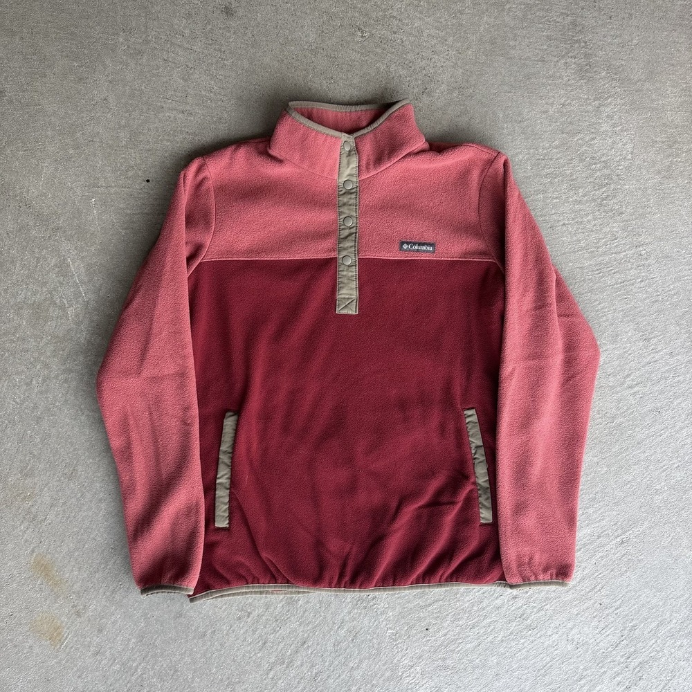 Columbia Benton Springs Half Snap Fleece Hiking Pullover Salmon Pink Red XL